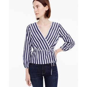 NWT J.Crew Striped Faux Wrap Top